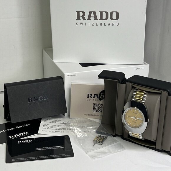 RADO Diaster Original Two Tone Day Date Quartz Unisex Watch Box Papers R12391633 - Picture 12 of 13